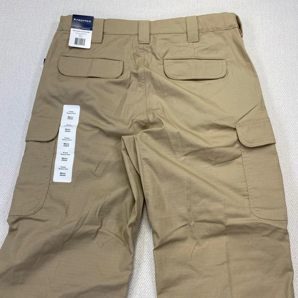 Propper Kinetic Tactical Pants Mens 34x34 Khaki Ripstop Water Resistant F52944X